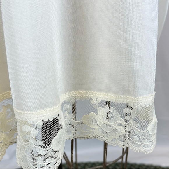 VINTAGE 70s nylon lace midi dress slip full length midi lingerie layer nightgown - Picture 7 of 13